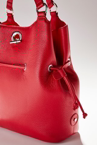 Mala bucket em couro M Paris - Vermelho
