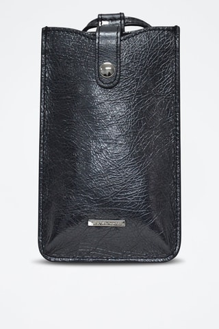 Bolsa de telemóvel de couro Ambre - Preto
