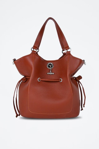 Mala bucket M em couro Paris - Castanho