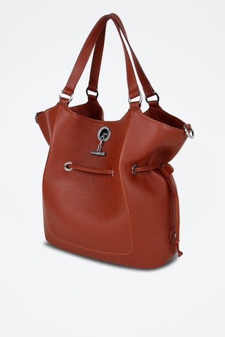 Mala bucket M em couro Paris - Castanho