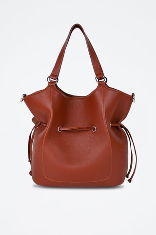 Mala bucket M em couro Paris - Castanho