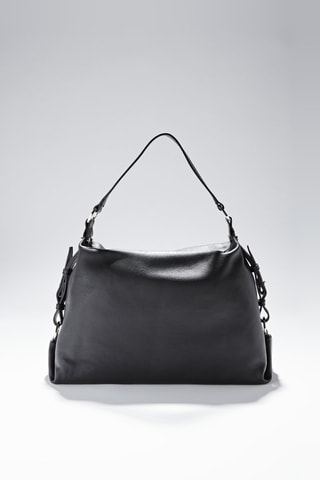 Mala de ombro em couro Naturel - Preto