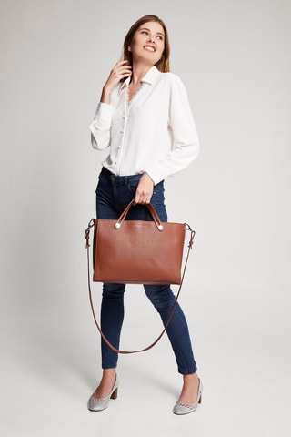 Mala shopper em couro Fidèle - Castanho