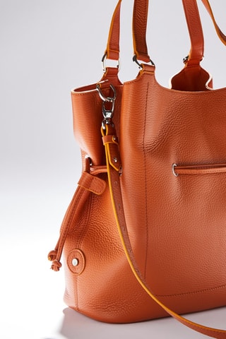 Mala bucket em couro M Paris - Laranja
