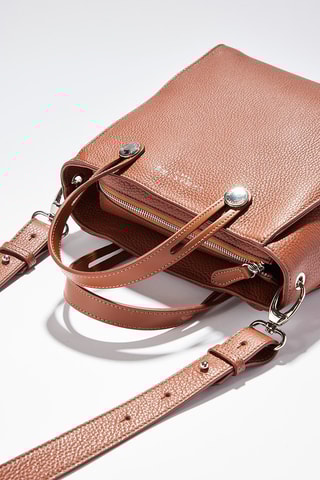 Mala shopper em couro de vitelo Fidèle - Castanho