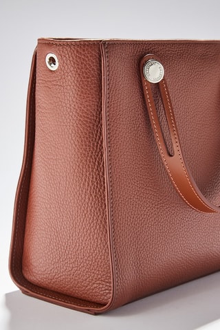 Mala shopper em couro de vitelo Fidèle - Castanho