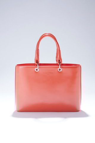 Mala shopper em raspa de couro Caprice - Laranja
