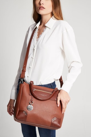 Mala shopper em couro Idole - Castanho