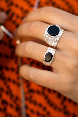Bague - Argent et onyx
