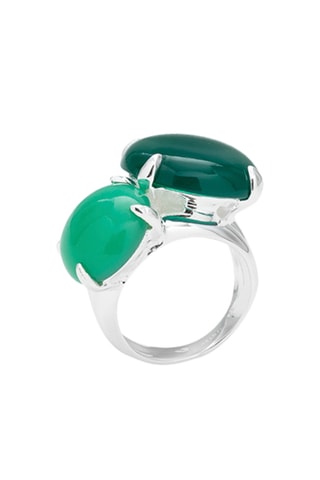 Bague - Argent, onyx et chrysoprase