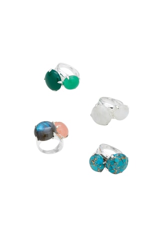 Bague - Argent, onyx et chrysoprase