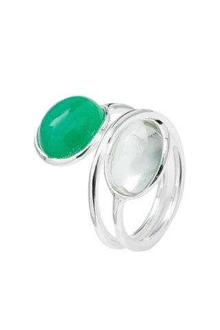 Bague - Argent, chrysoprase et améthyste