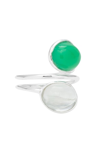 Bague - Argent, chrysoprase et améthyste