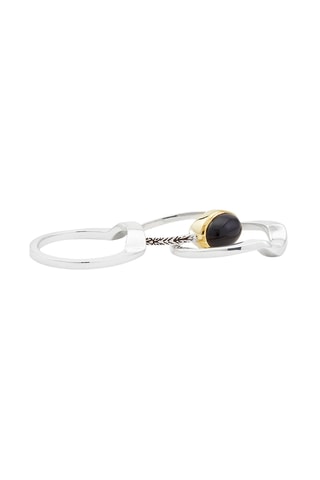 Bague 3-en-1 - Argent et onyx