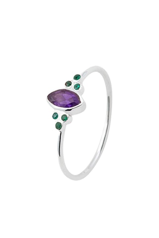 Bague - Argent,améthyste et onyx