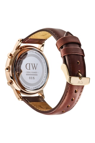 Montre à quartz en cuir Iconic 42 St Mawes - Chronographe - Marron et doré rose