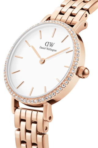 Montre à quartz en acier inoxydable Petite 28 - Doré rose et blanc