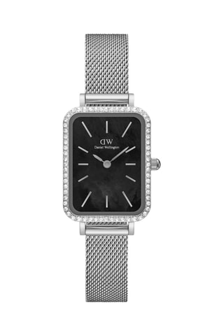 Montre à quartz en acier inoxydable et nacre Quadro - Argenté et noir