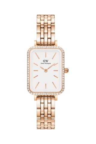 Montre à quartz en acier inoxydable Quadro - Doré rose et blanc
