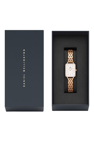 Montre à quartz en acier inoxydable Quadro - Doré rose et blanc