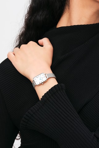 Montre à quartz en acier inoxydable Quadro Roman - Argenté