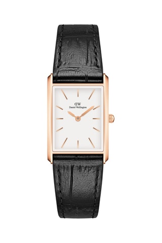 Montre à quartz en cuir Bound - Noir et doré rose