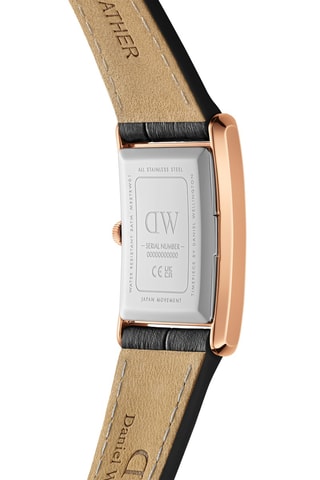Montre à quartz en cuir Bound - Noir et doré rose