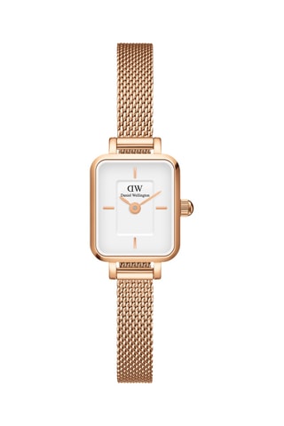 Montre à quartz en acier inoxydable Quadro Mini - Doré rose et blanc