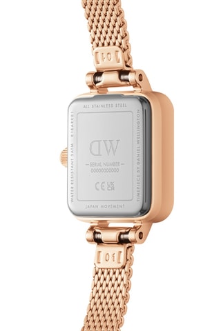 Montre à quartz en acier inoxydable Quadro Mini - Doré rose et blanc