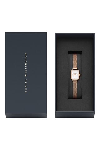 Montre à quartz en acier inoxydable Quadro Mini - Doré rose et blanc
