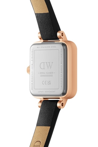 Montre à quartz en cuir Quadro Mini - Noir et doré rose