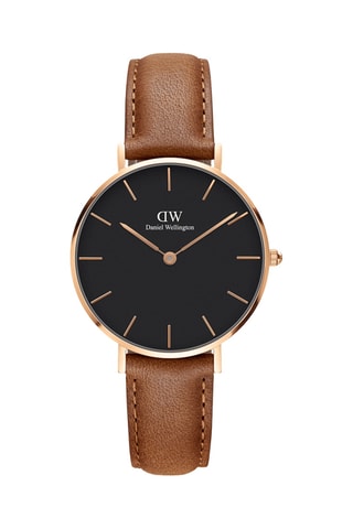 Montre à quartz en cuir Petite 32 Durham - Marron et doré rose