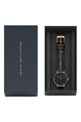 Montre à quartz en cuir Petite 32 Reading - Noir et doré rose