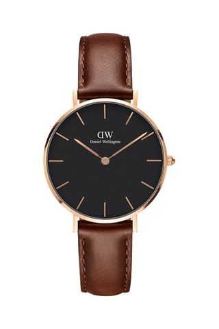 Montre à quartz en cuir Petite 32 St Mawes - Marron et doré rose