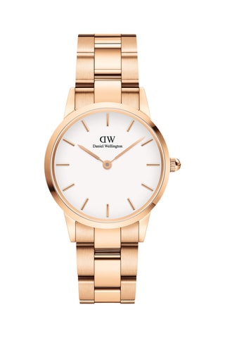 Montre à quartz en acier inoxydable Iconic Link 28 - Doré rose