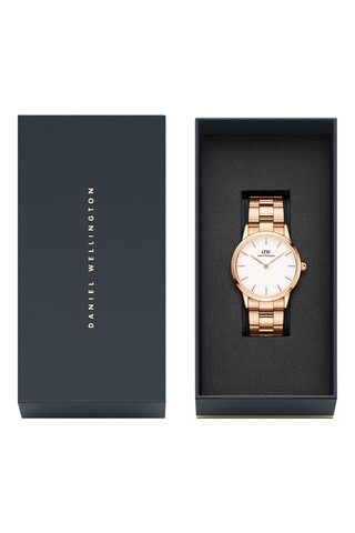 Montre à quartz en acier inoxydable Iconic Link 28 - Doré rose