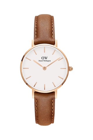 Montre à quartz en cuir Petite 28 Durham - Marron et doré rose