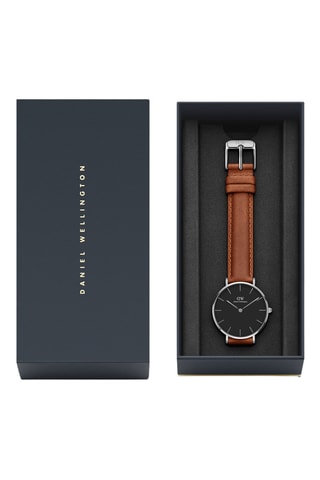 Montre à quartz en cuir Petite 28 Durham S Black - Marron et argenté