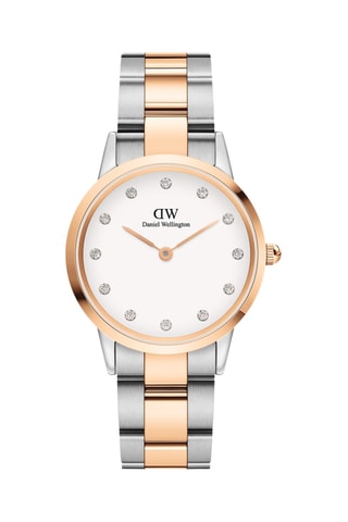 Montre à quartz en acier inoxydable Iconic Link Lumine - Argenté et doré rose