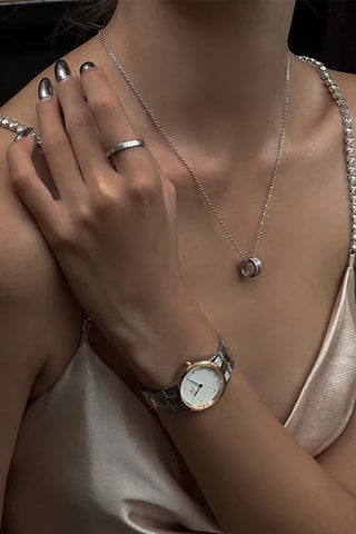 Montre à quartz en acier inoxydable Iconic Link Lumine - Argenté et doré rose