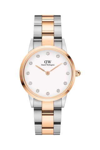 Montre à quartz en acier Lumine 28 mm - Argenté et doré rose