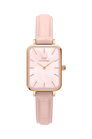 Montre à quartz en cuir et nacre Quadro Pressed - 20 x 26 mm - Doré rose