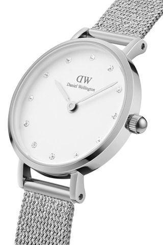 Montre à quartz en acier Sterling - Argenté et blanc - 28 mm