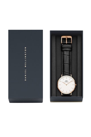 Montre à quartz en cuir et plaqué or rose Classic Reading