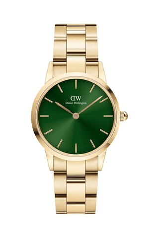Montre à quartz en acier et plaqué or jaune Iconic Link Emerald - TICKET ACHAT
