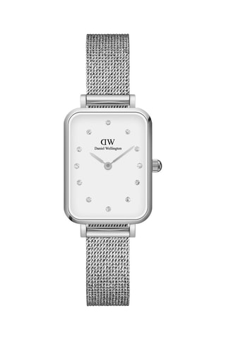 Montre à quartz en acier Sterling - Argenté et blanc - 20 x 26 mm