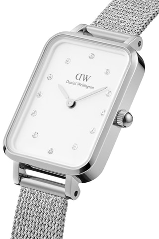 Montre à quartz en acier Sterling - Argenté et blanc - 20 x 26 mm