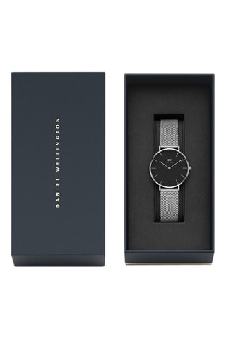 Montre à quartz en acier Sterling - 28 mm - Argenté et noir