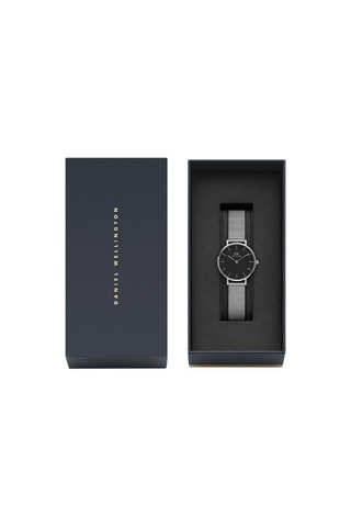 Montre à quartz en acier Sterling - 28 mm - Argenté et noir
