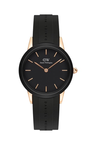 Montre à quartz en caoutchouc Motion - Noir et doré rose - 32 mm
